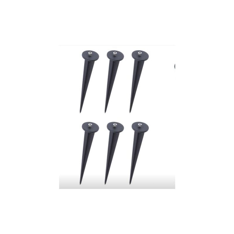 Czarny plastikowy palik ogrodowy - Uchwyt na lampę, 6 szt., Ø35 x 160 mm