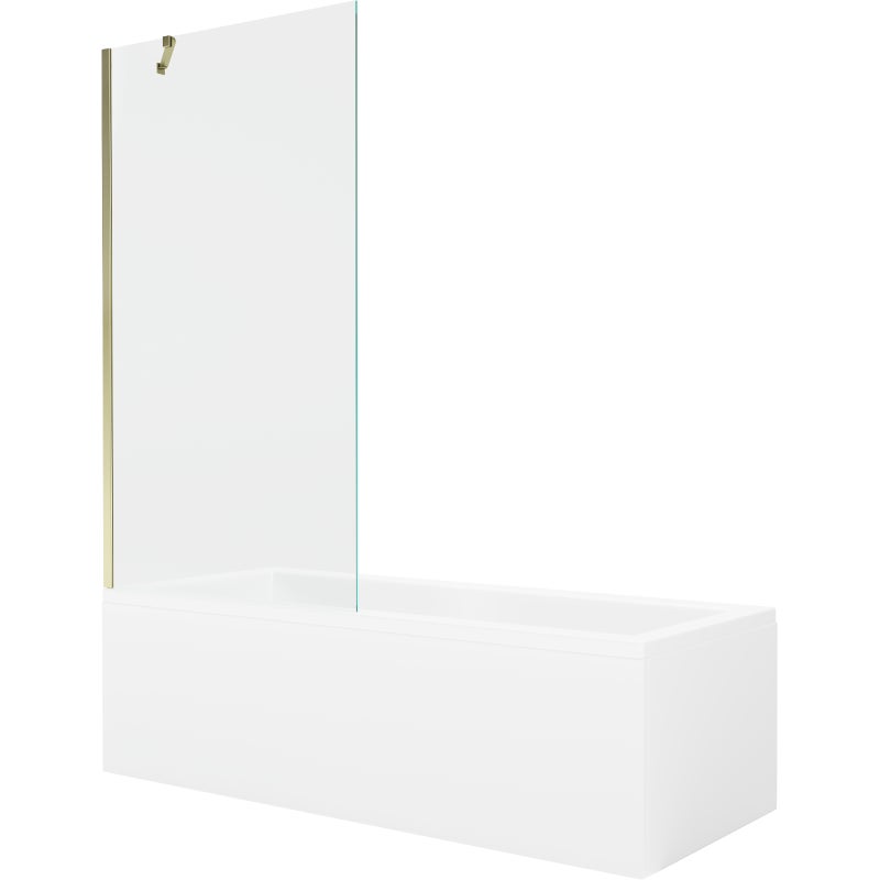 Mexen Cubik wanna prostokątna 170 x 70 cm z obudową i parawanem 1-skrzydłowym 90 cm, transparent, złoty - 550317070X9509000050