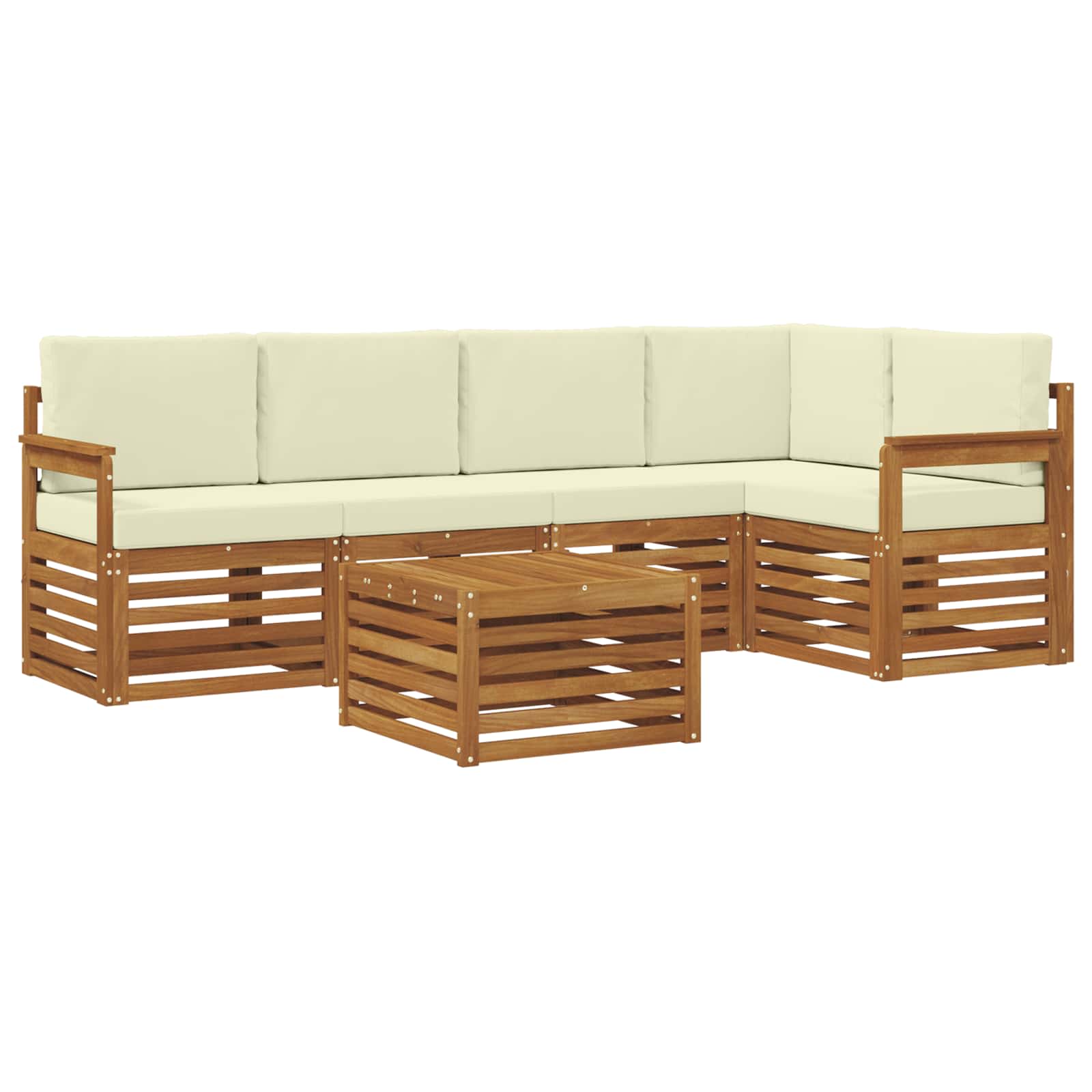 Zestaw sofy narożnej z poduszką 6 pcs Naturalny i Kremowy