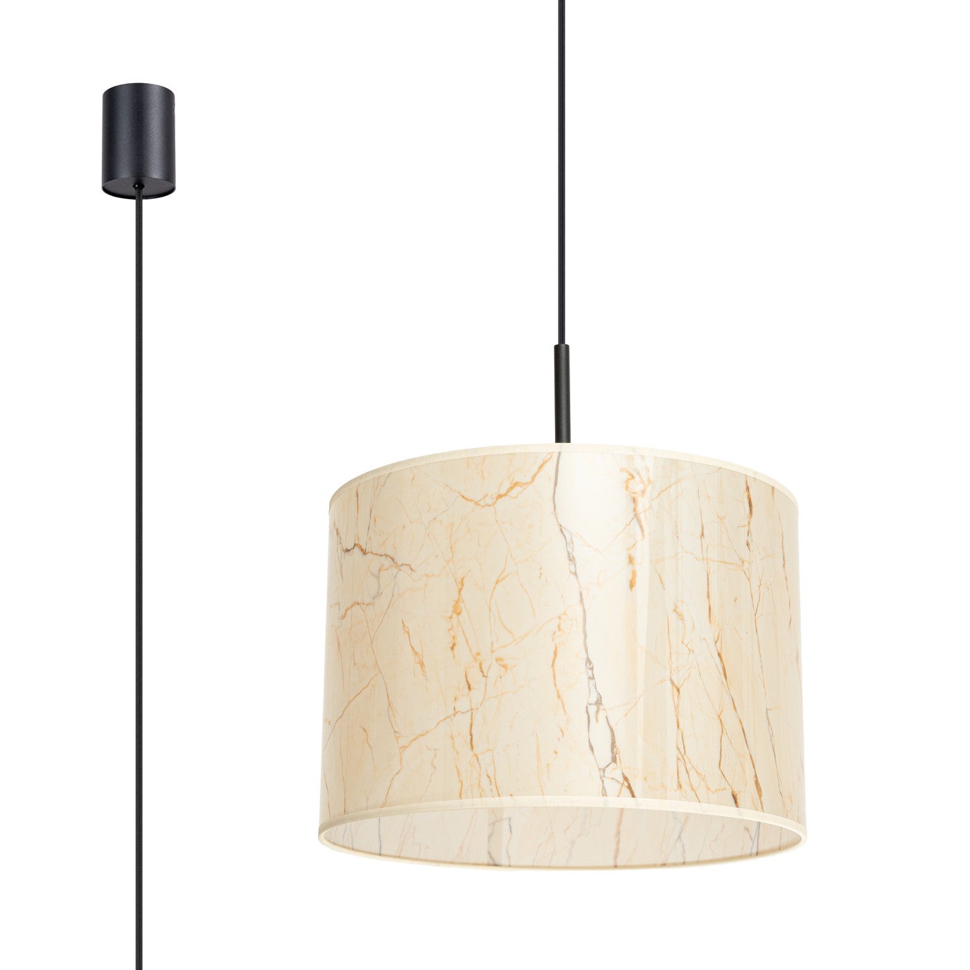 Sollux Nevia Cylindryczna lampa sufitowa w kolorze beżowego marmuru, czarna 1x E27