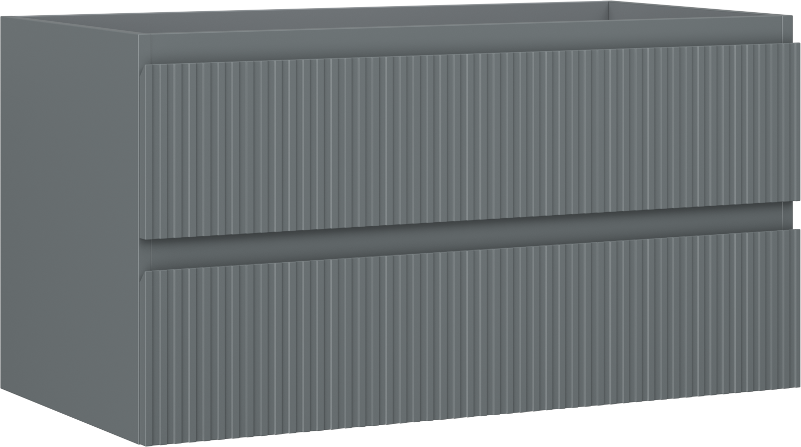 Mexen Rivel szafka łazienkowa podumywalkowa 90 cm, 2 szuflady, ryflowana , grafit mat - 91A20-09047-2-BFF66