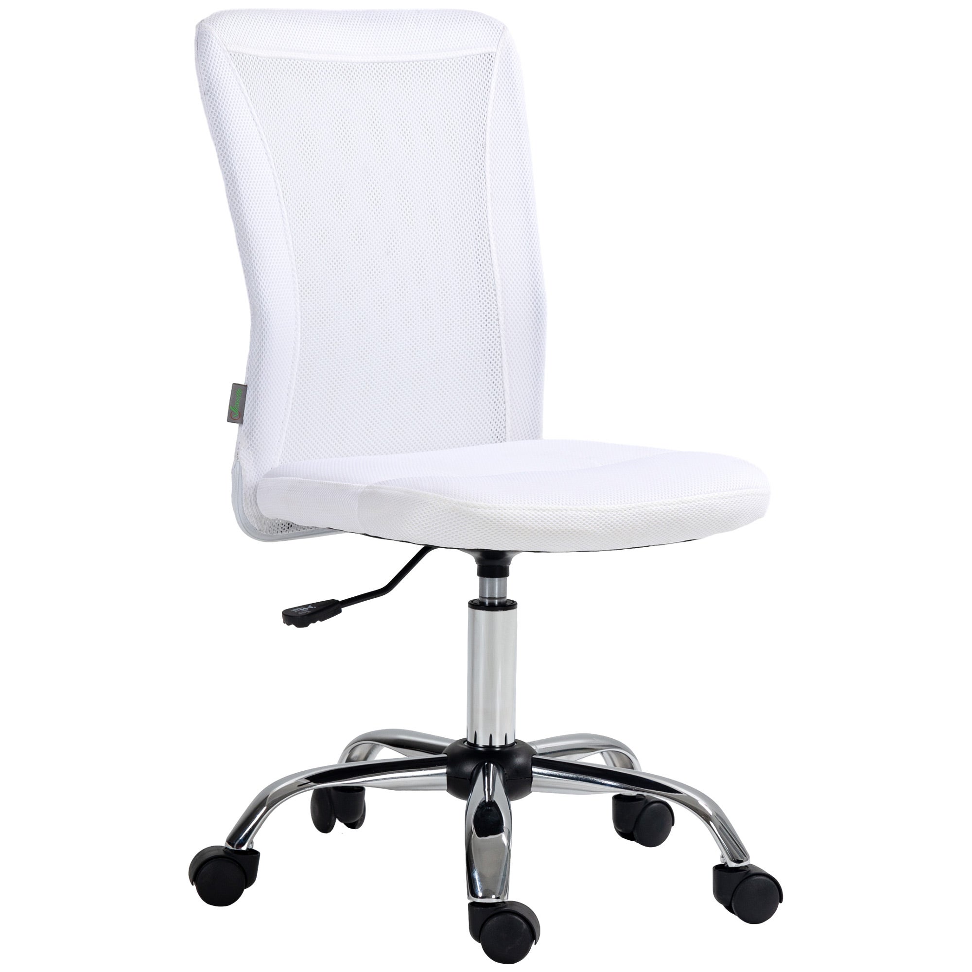 Ergonomiczny fotel biurowy, regulowany na wysokość, chromowana podstawa, obrotowy o 360°, tapicerka z białej siatki