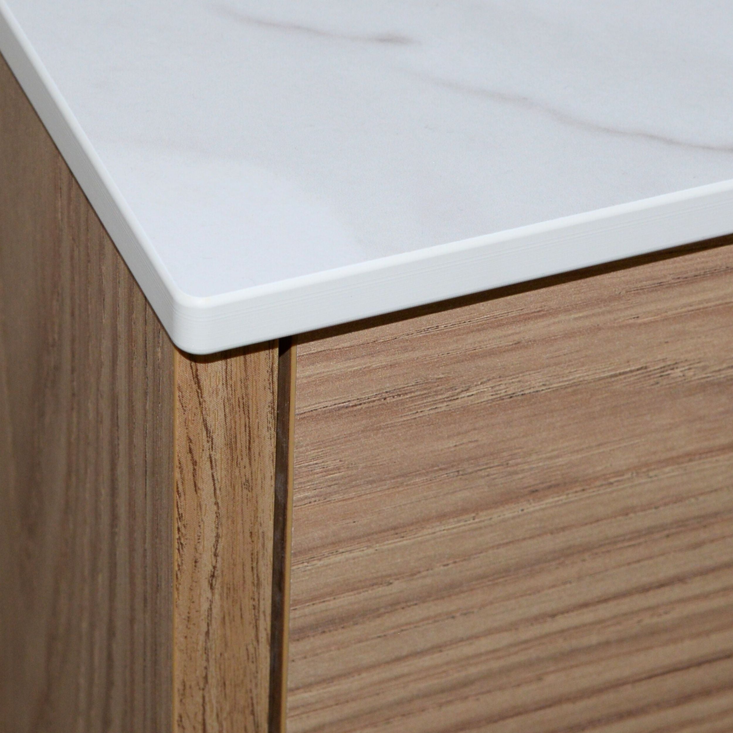 KOLM Blat łazienkowy HPL z otworami do szafki 120cm 120,5×47cm Calacatta K551SU