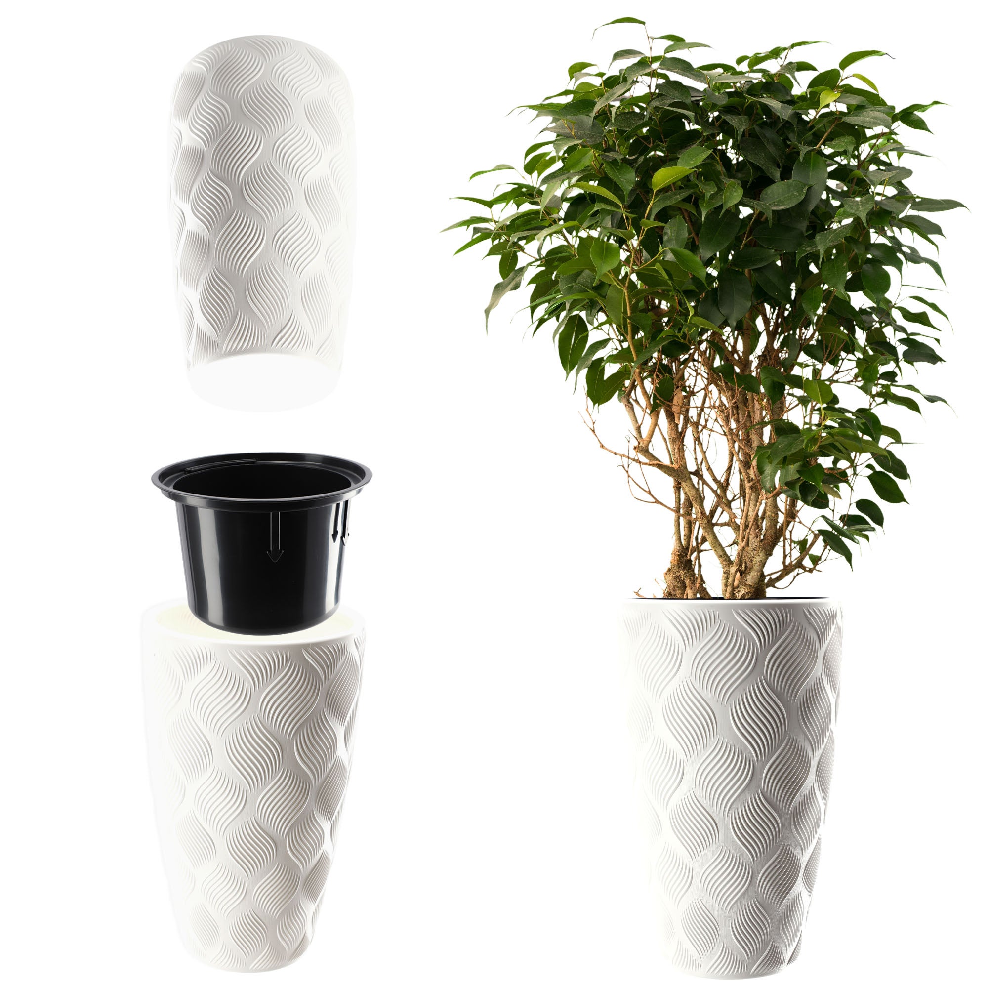 DONICZKA DONICA NA KWIATY Z WKŁADEM 58cm OSŁONKA KWIETNIK PLASTIKOWA WYSOKA
