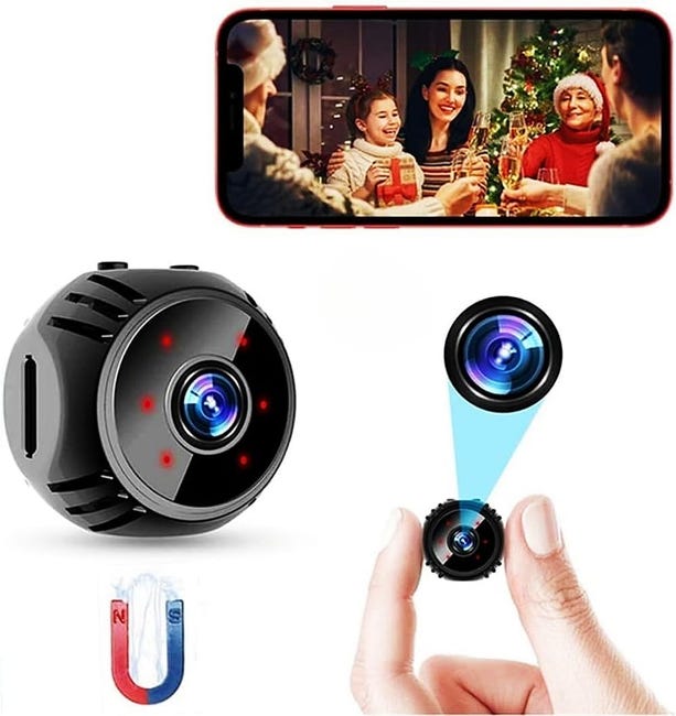 Miniaturowa kamera szpiegowska, bezprzewodowa kamera monitorująca HD 1080P WiFi z funkcją widzenia w nocy i detekcją ruchu, ukryte wideo do monitorow