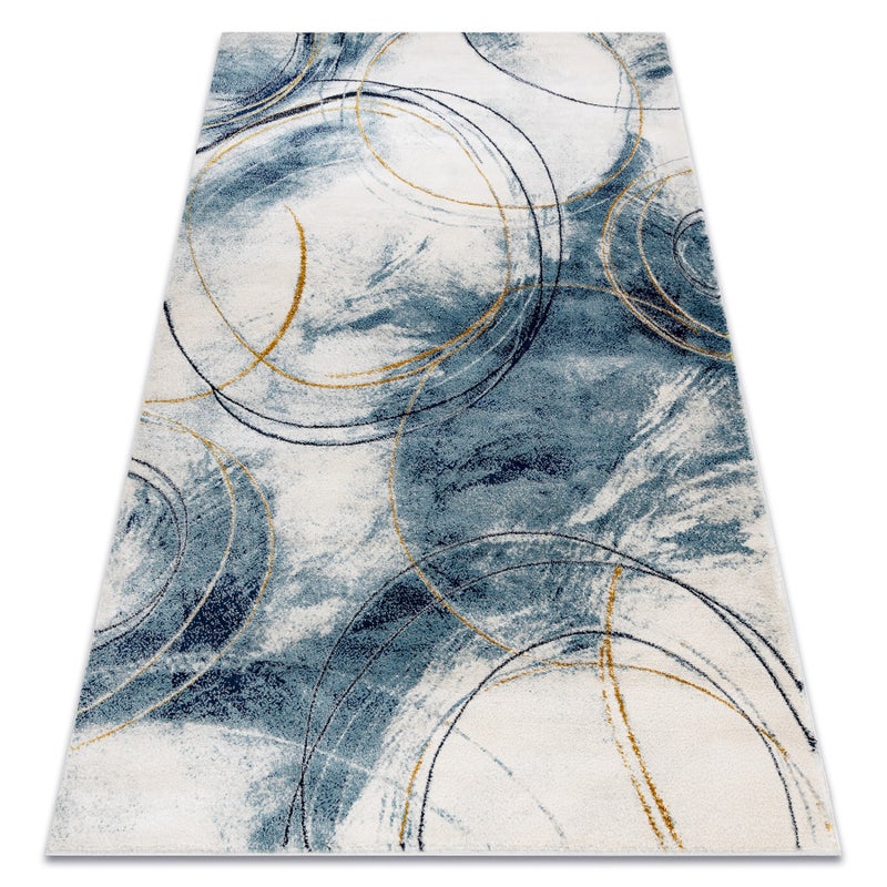 Dywan EMERALD ekskluzywny A0087 glamour, stylowy koła niebieski / złoty 140x190 cm