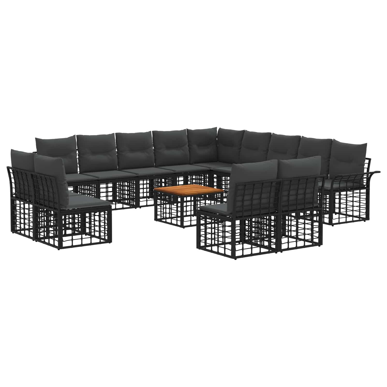 Zestaw sof na zewnątrz 14 pcs Czarny i Ciemnoszary Poliester vidaXL