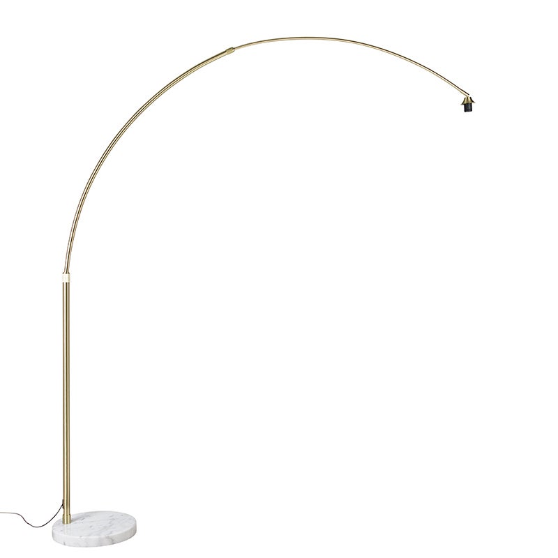 Lampa łukowa mosiądz z białą marmurową podstawą regulowana - XXL
