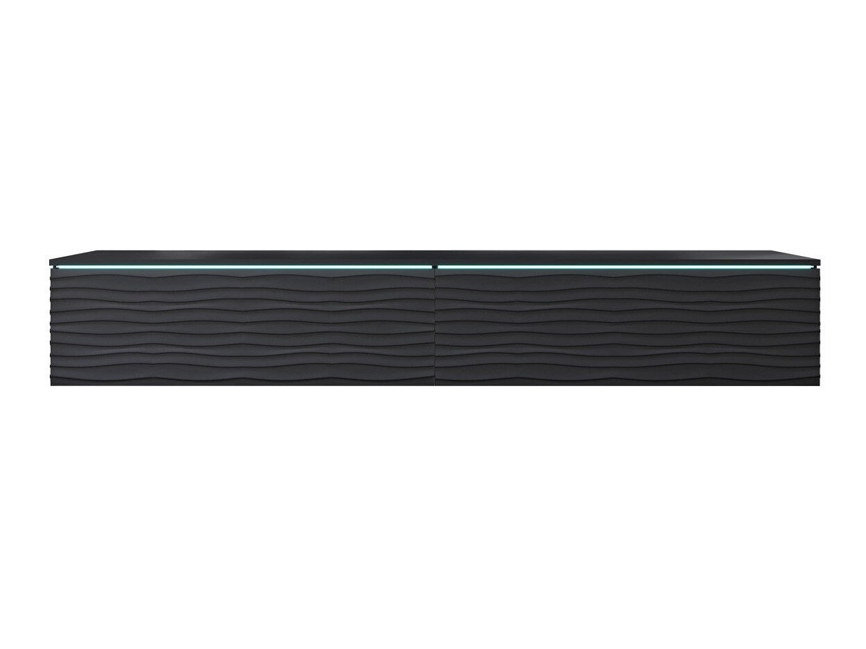 MIRJAN24 Szafka RTV D180 MDF z oświetleniem LED czarny/czarna fala