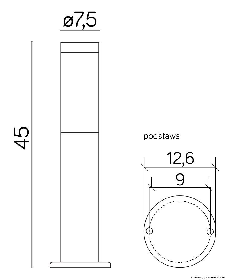 Lampa ogrodowa stojąca Inox czarna 1xE27x40W metal wym:45x7,5x7,5cm IP44 SU-MA