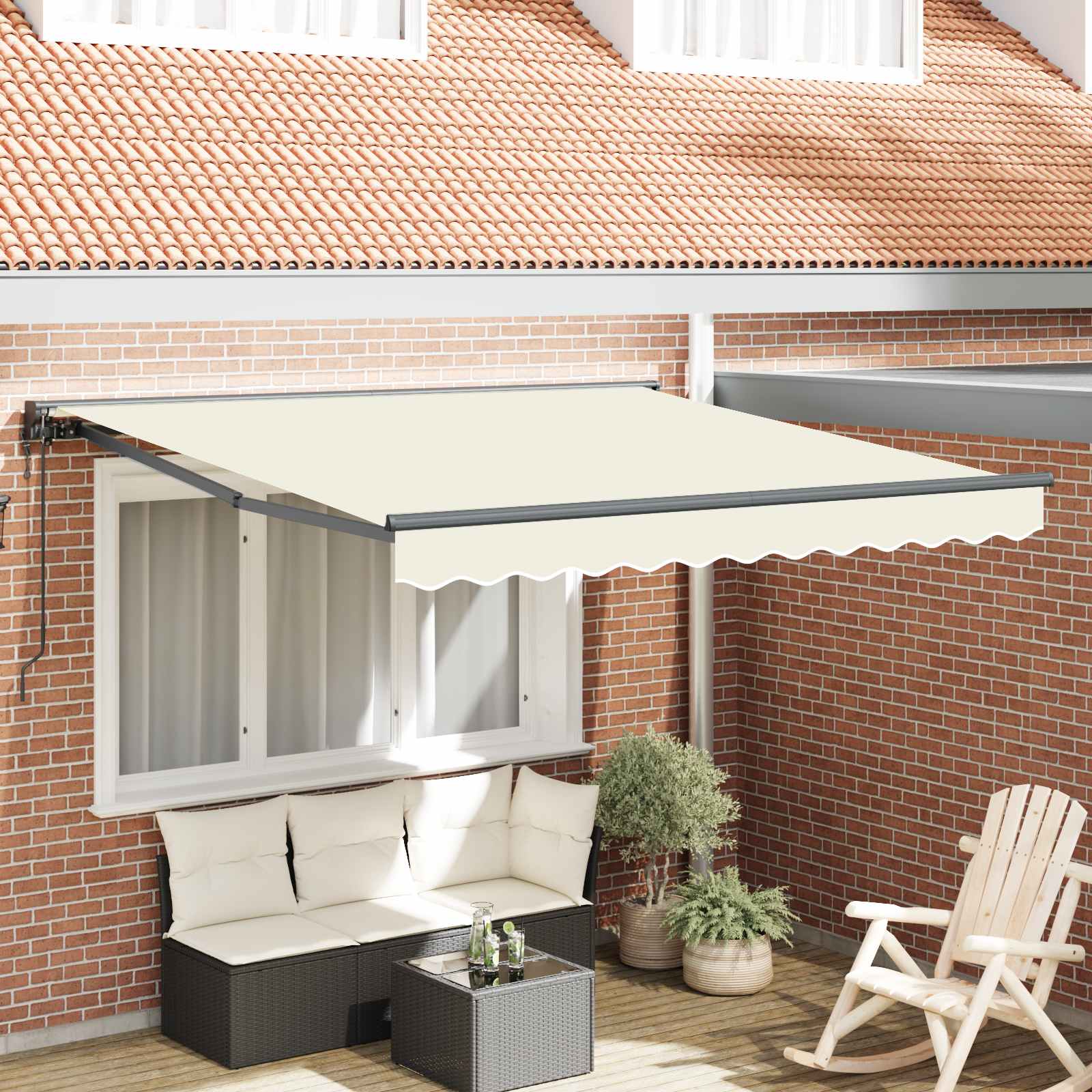 Rama markizy Kremowy 350 x 250 cm Poliester z powłoką PU vidaXL