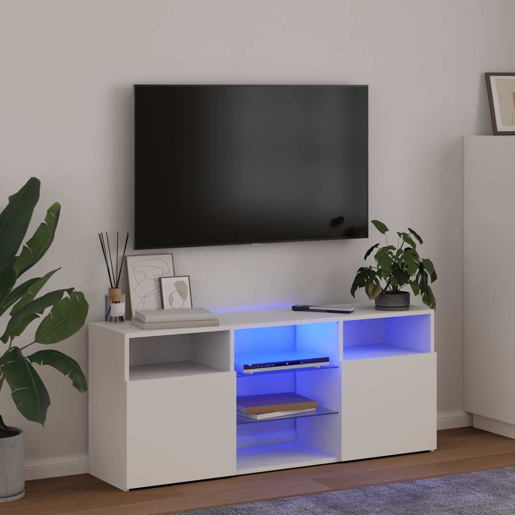 Stojak na telewizor vidaXL z oświetleniem LED biały 120x30x50 cm