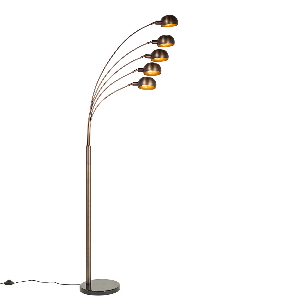 Designerska lampa podłogowa ciemny brąz ze złotem 5-świateł - Sixties Marmo
