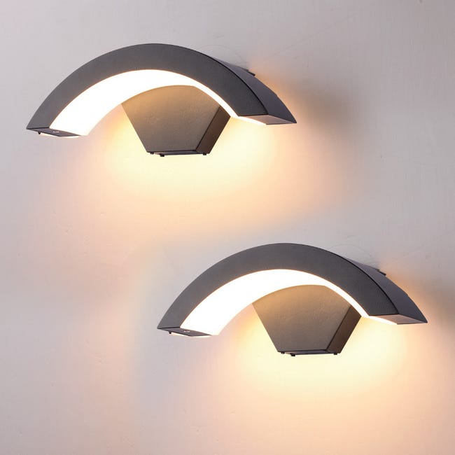 Zewnętrzne kinkiety LED, 2 sztuki, nowoczesne kinkiety 24 W, dekoracyjne oświetlenie wewnętrzne LED, wodoodporność IP65, ciepła biel 3000 K