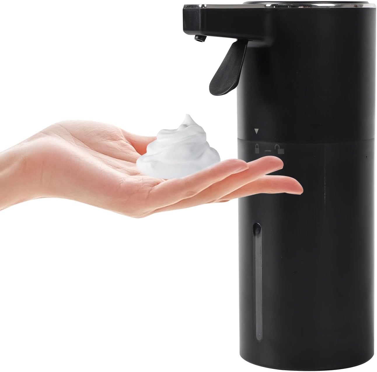 Automatyczny dozownik mydła, 400 ml, ładowany przez USB, odpowiedni do kuchni i łazienki (czarny, piankowy)