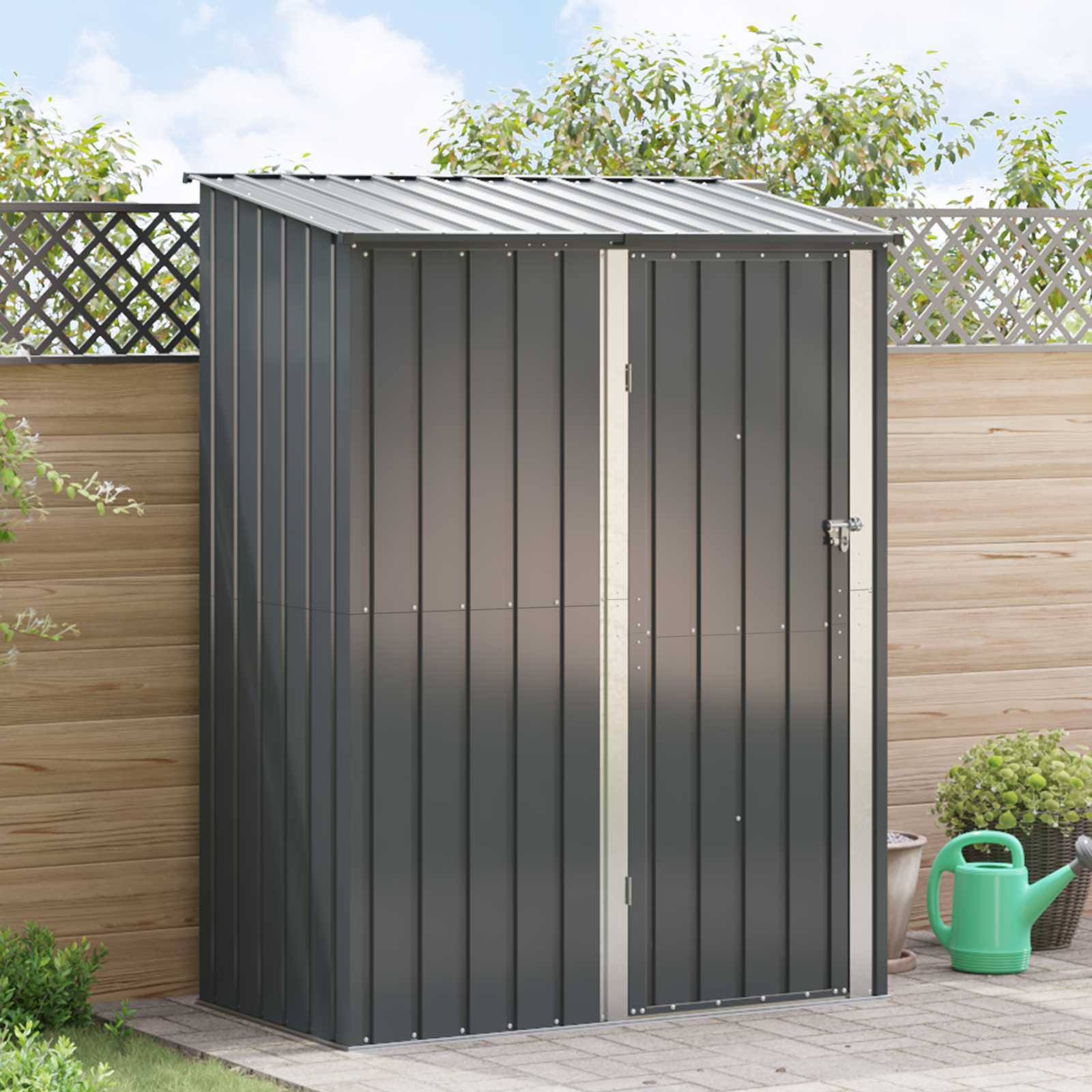 Schowki ogrodowe Antracyt 153,5 x 86 x 200 cm Metal vidaXL
