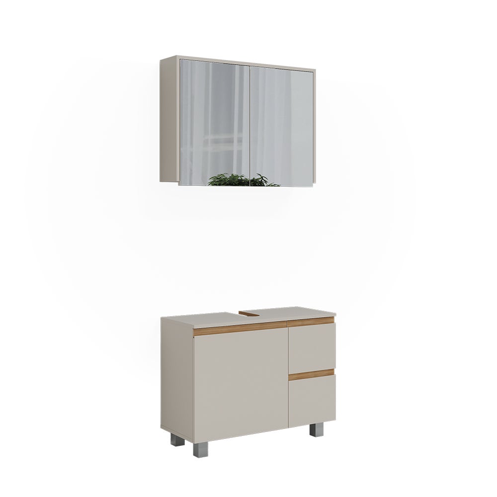 Vicco Zestaw mebli łazienkowych J-Shape, Kaszmir/Dąb artisan, 2-częściowy