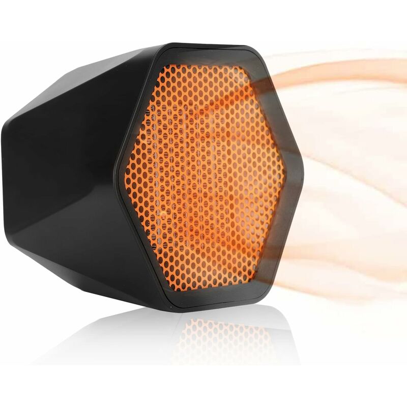 Mini grzejnik PTC z wentylatorem 600 W, przenośny grzejnik dodatkowy pionowy, termostat, 2 ustawienia temperatury, ochrona przed przegrzaniem