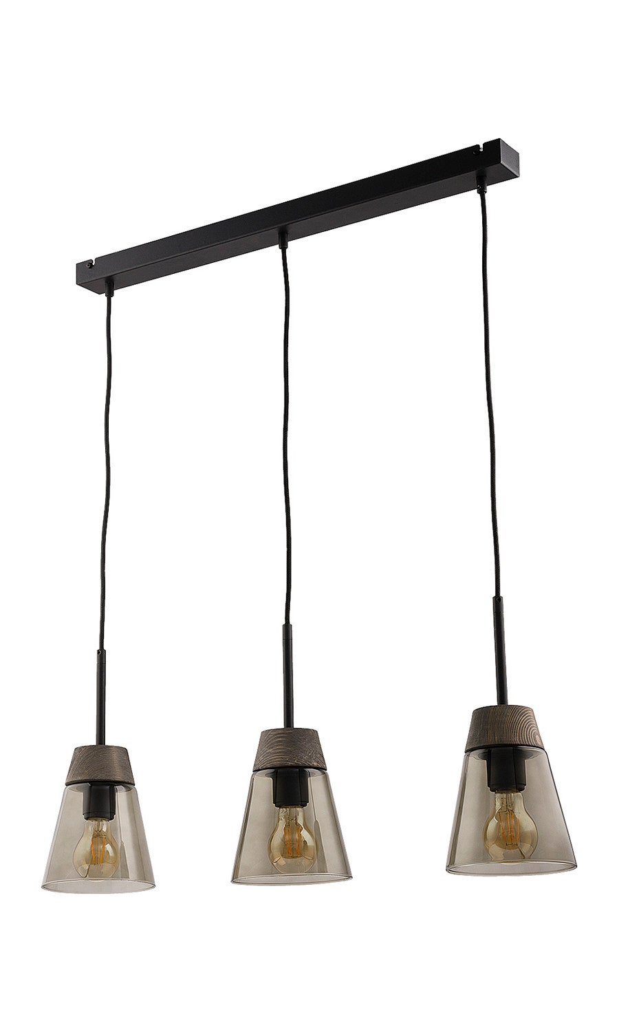 Lampa wisząca DOMINO I Jupiter szklany klosz czarny E27 67 cm 1 szt.