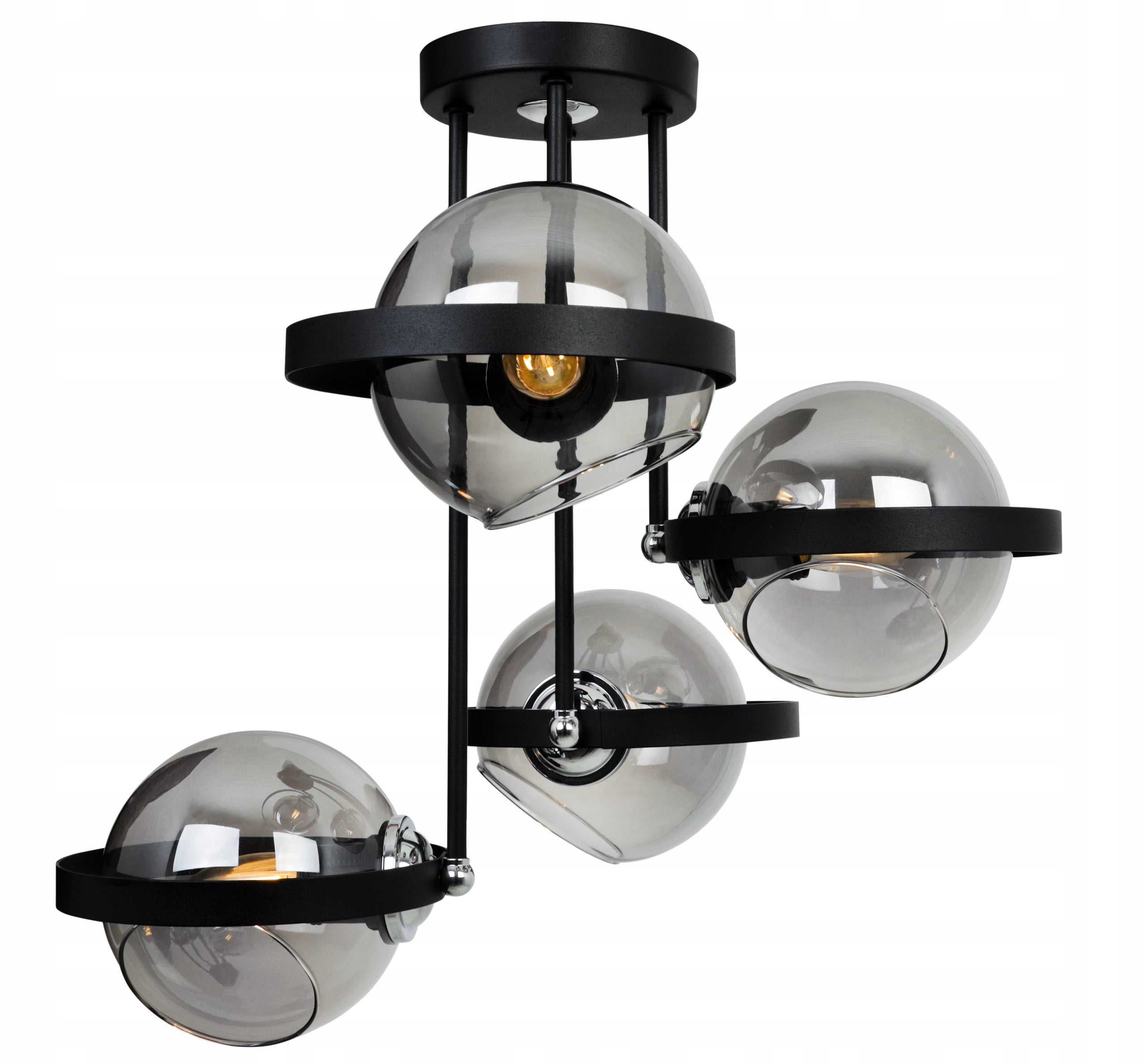 Lampa sufitowa wisząca Light Home LH Ring 4x E27 60W czarny/srebrny