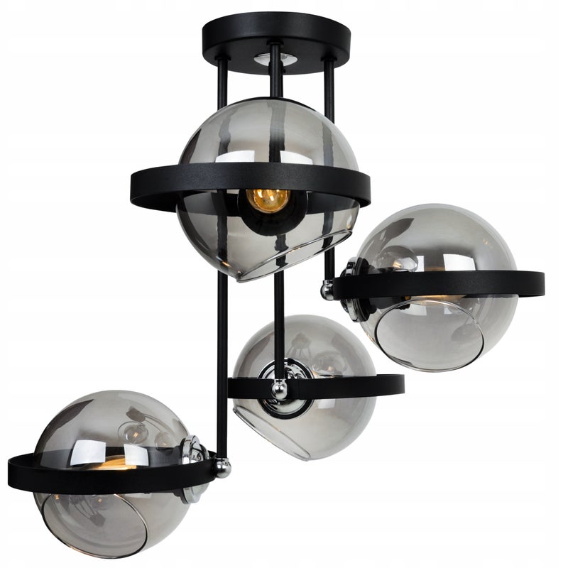 Lampa sufitowa wisząca Light Home LH Ring 4x E27 60W czarny/srebrny