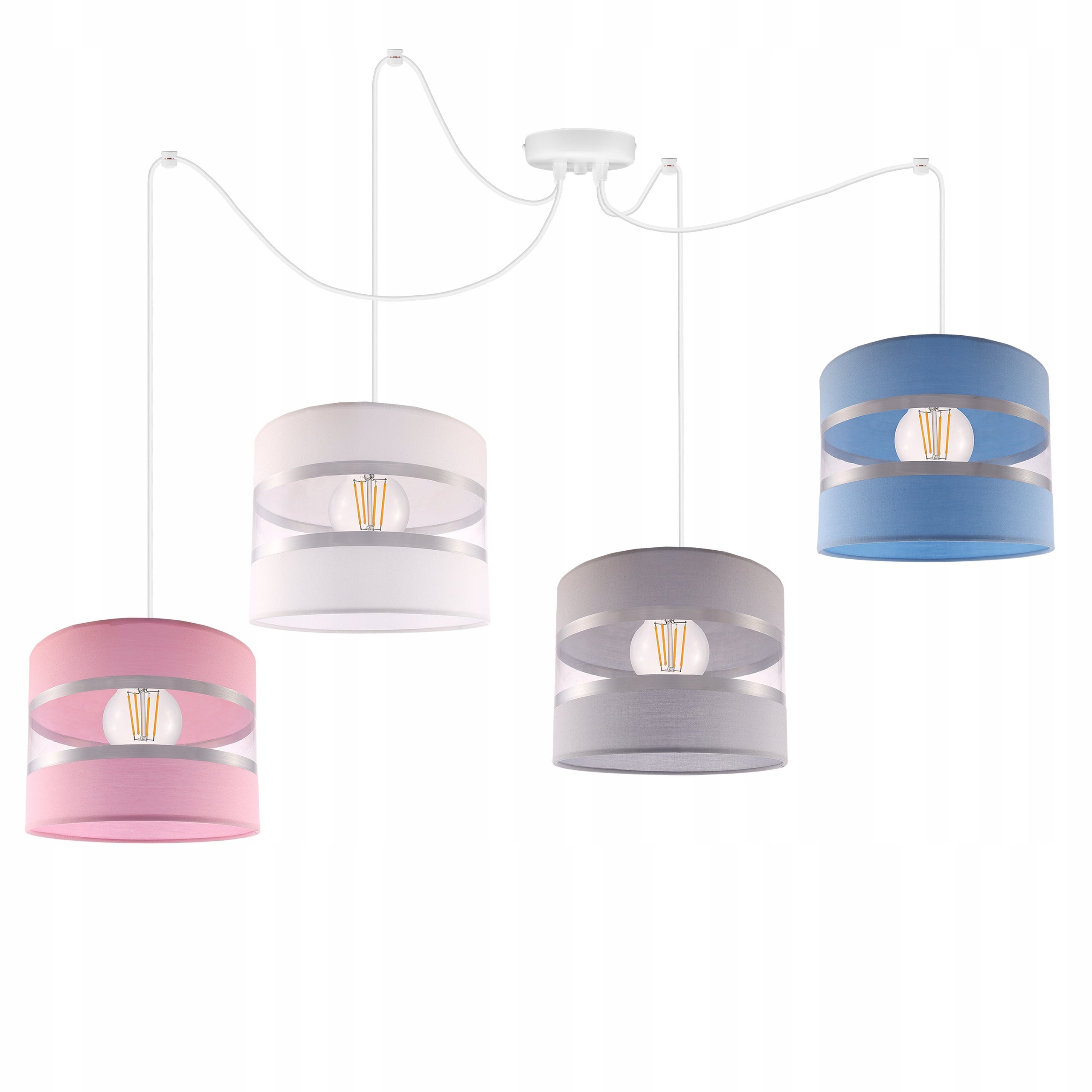 Lampa sufitowa wisząca Light Home LH Spider Lollipop 4x E27 abażur cylindryczny wielokolorowy