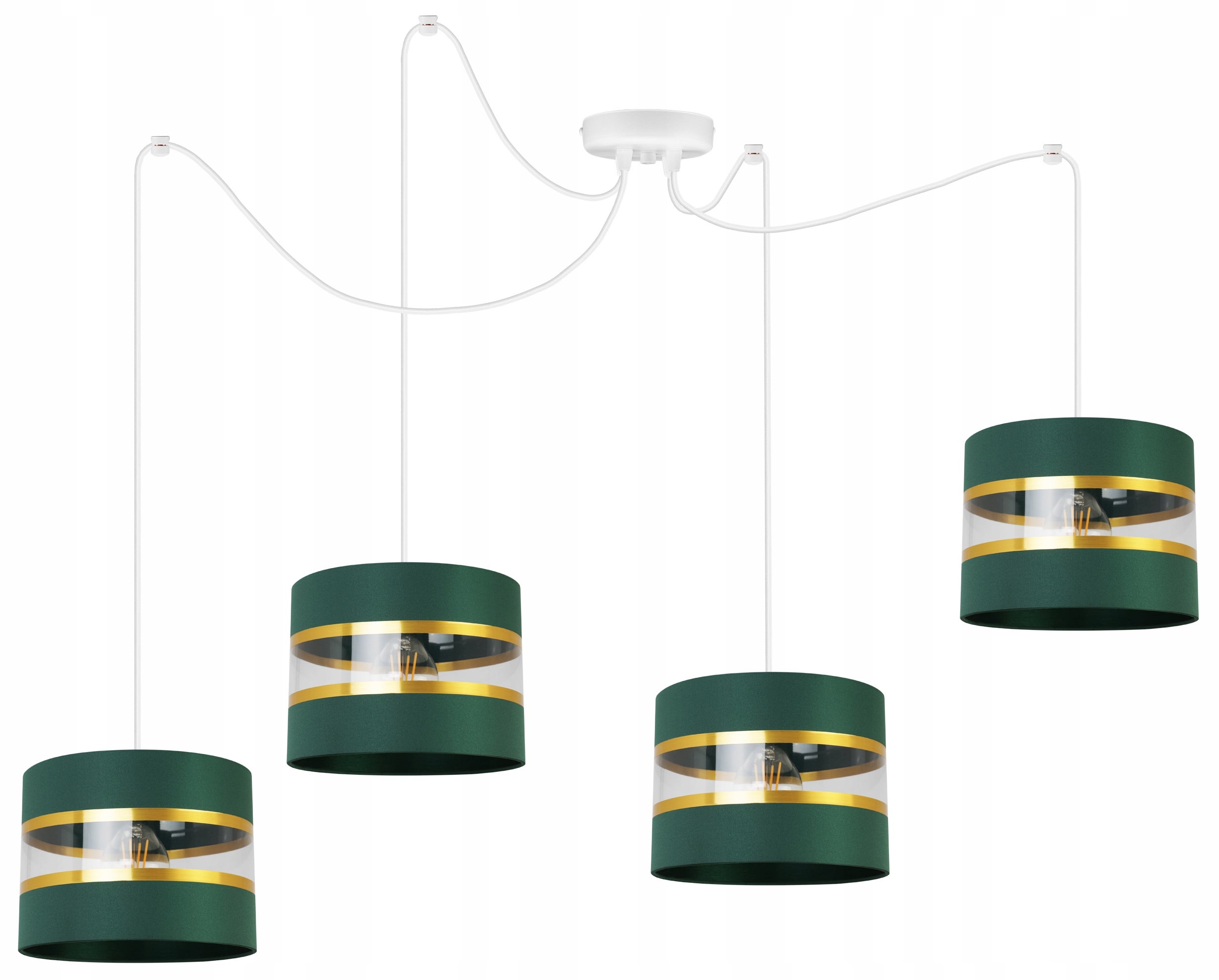 Lampa sufitowa wisząca Light Home LH Spider Elegance Gold 4x E27 60W zielony/biały