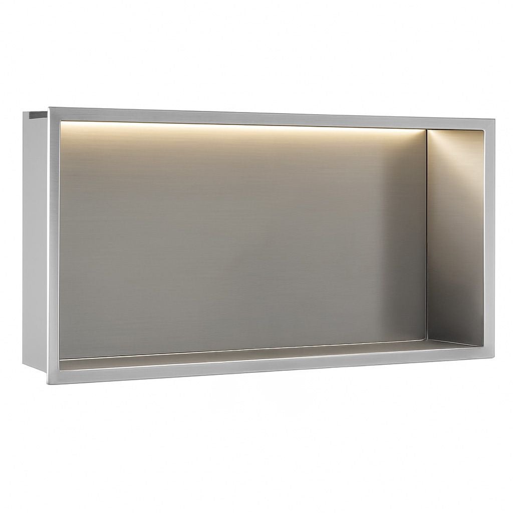 Półka Wnękowa Łazienkowa Rea Led 30x60 Stal Szczotkowana