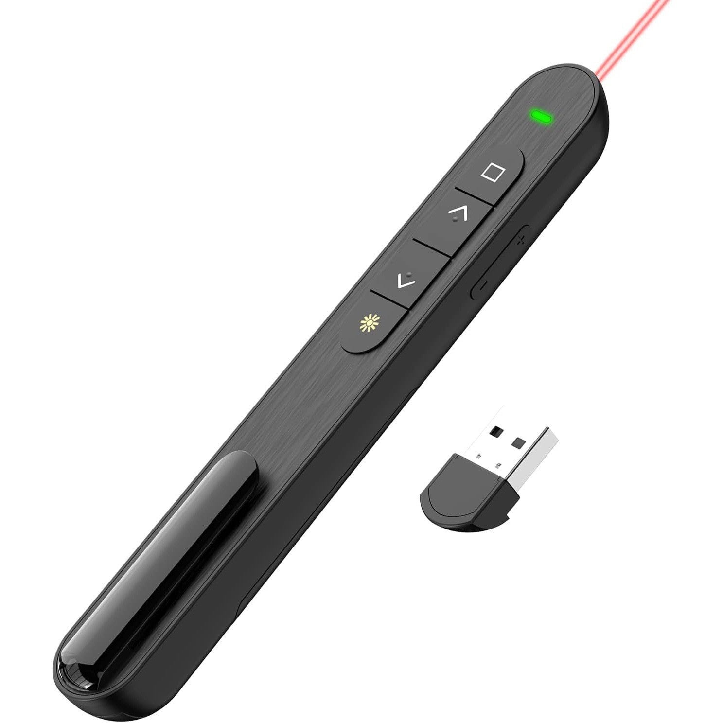 Pilot PPT z czerwonym wskaźnikiem laserowym i hiperłączem, bezprzewodowy 2,4 GHz do laptopa, kompatybilny z PowerPoint (czarny)