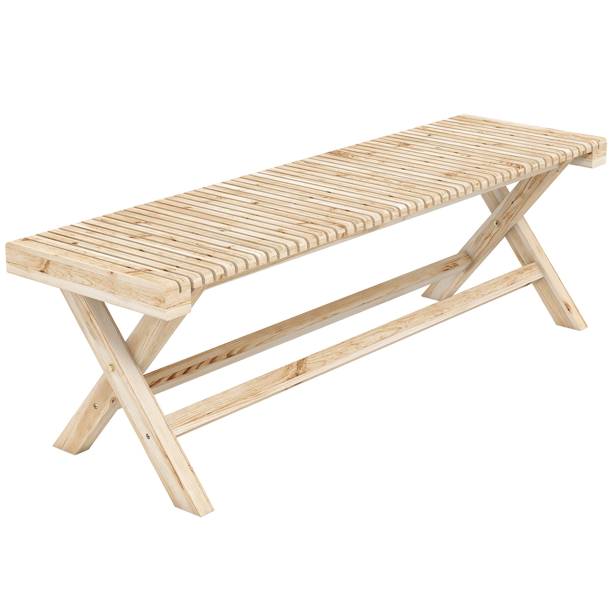 Ławka ogrodowa z litego drewna, ławka ogrodowa z siedziskiem z listew, imitacja drewna, 140 x 40 x 43 cm, naturalne drewno