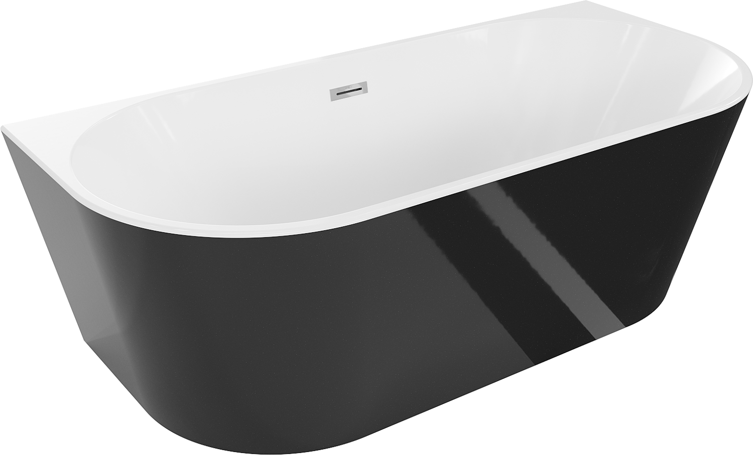 Mexen Oval wanna wolnostojąca przyścienna 180 x 80 cm, biała/czarna, przelew chrom - 52671808075-01