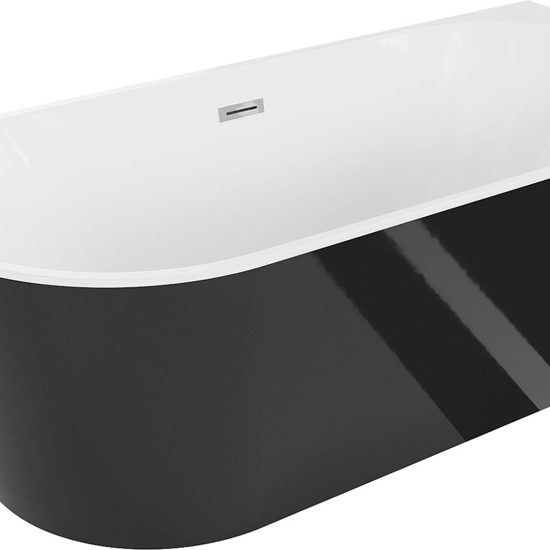 Mexen Oval wanna wolnostojąca przyścienna 180 x 80 cm, biała/czarna, przelew chrom - 52671808075-01