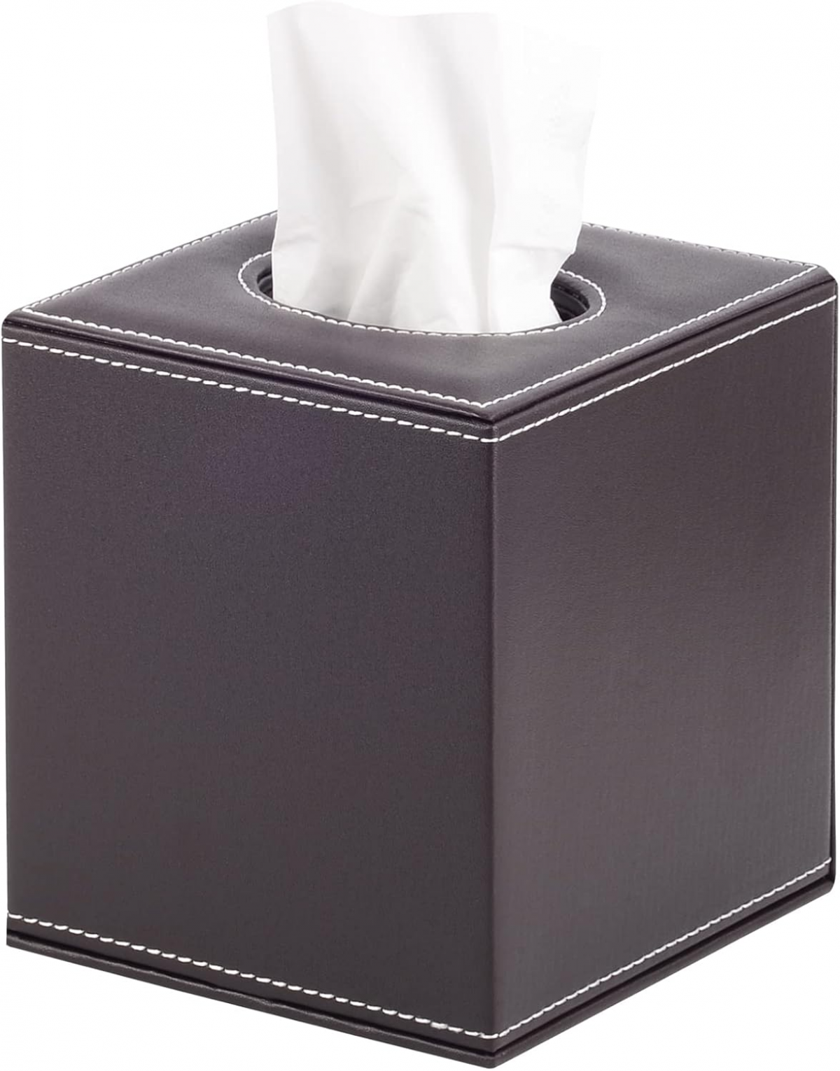Skórzane, kwadratowe etui na chusteczki – z magnetycznym spodem, do domu i biura – 1 sztuka, 16×14×14 cm (brązowe)