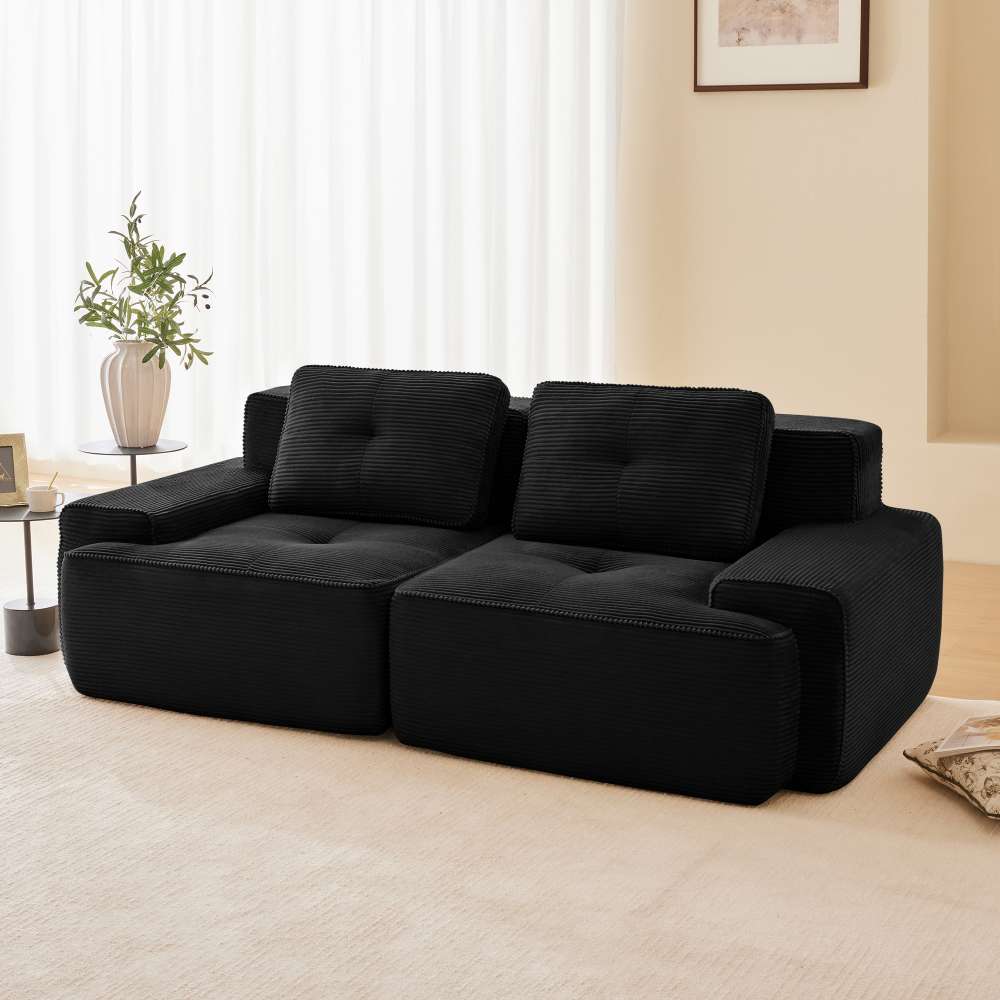 Sofa modułowa bez ramy, głębokie siedzisko, miękka sofa z kordu, przyjazna dla zwierząt, antypoślizgowa podstawa