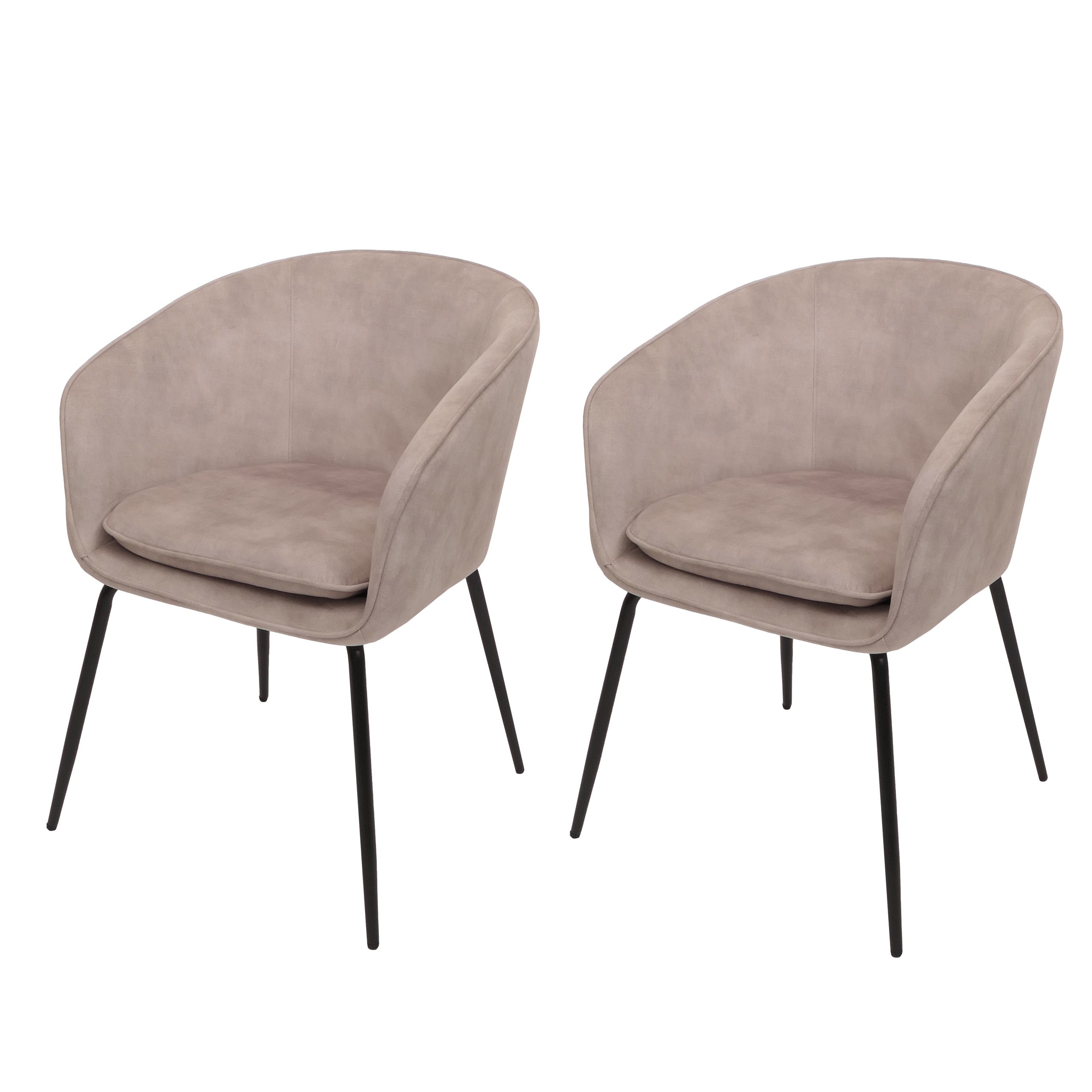 Zestaw 2 krzeseł do jadalni HWC-O28, krzesło kuchenne tapicerowane, tkanina/tkanina (340g/m²) metal ~ taupe