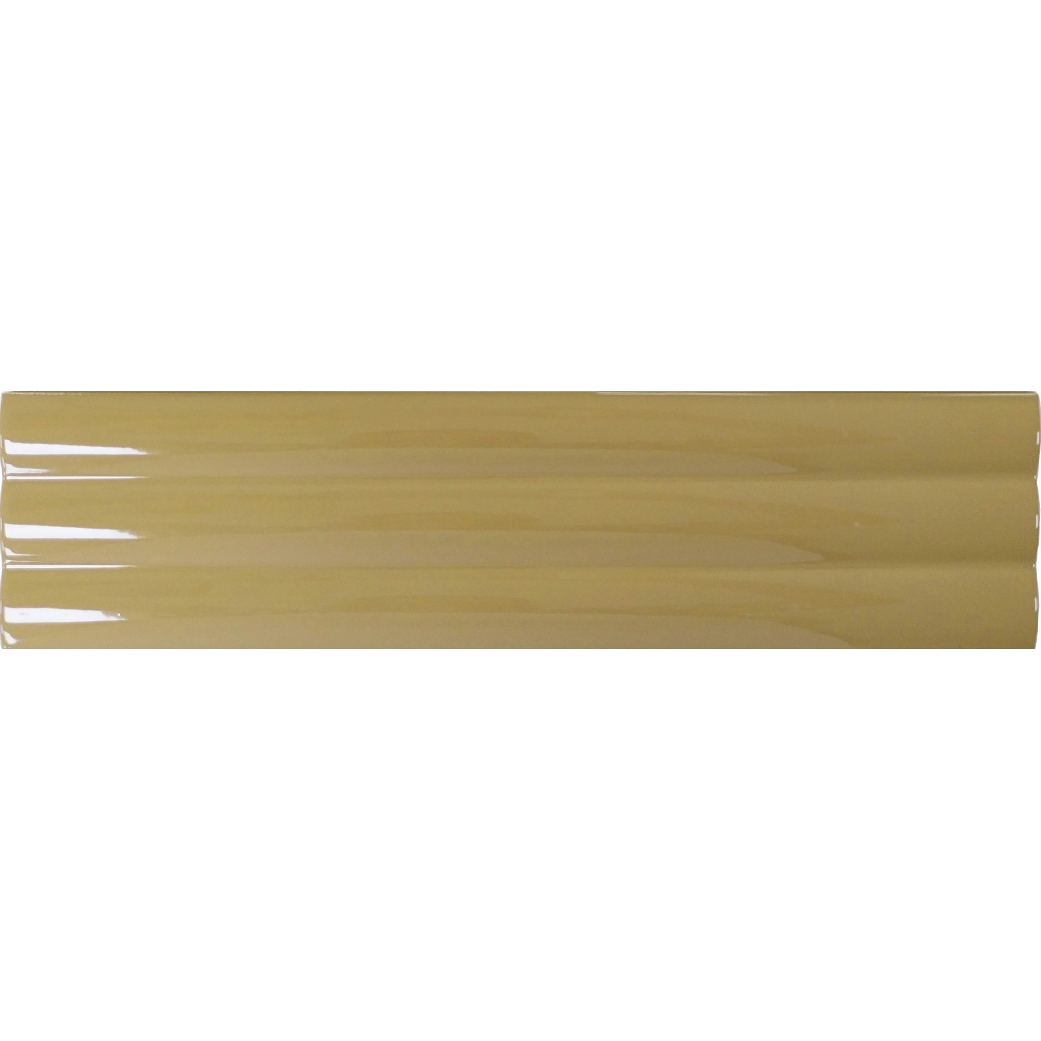 Błyszcząca płytka ścienna z reliefem, zielona, Acanto 10x40 cm Reeded Khaki