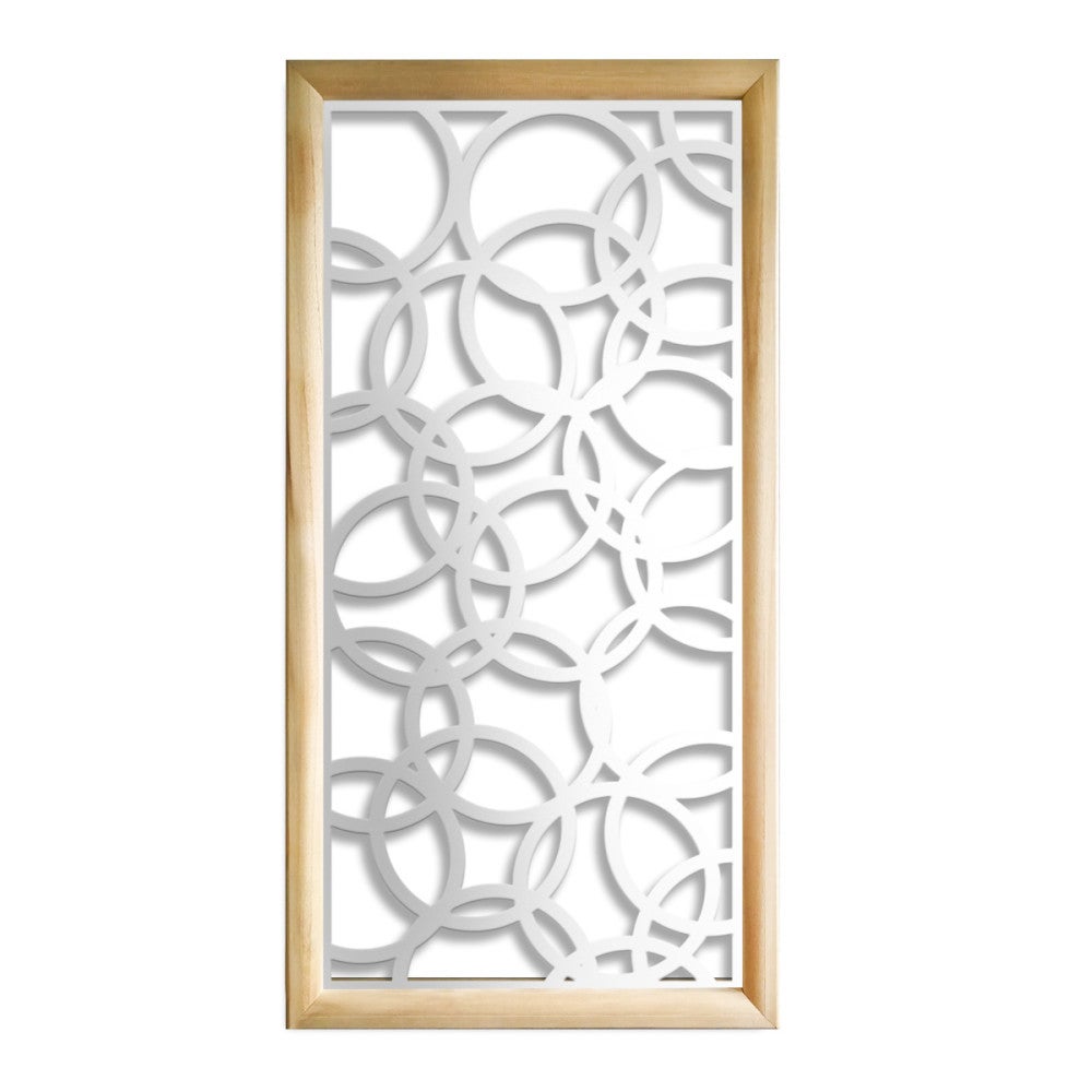 SMALL CIRCLES - Prostokątne moduły dekoracyjne z drewna i PCV - Rozmiar 73x148 cm - Grubość 64 mm - Kolor wewnętrzny BIAŁY