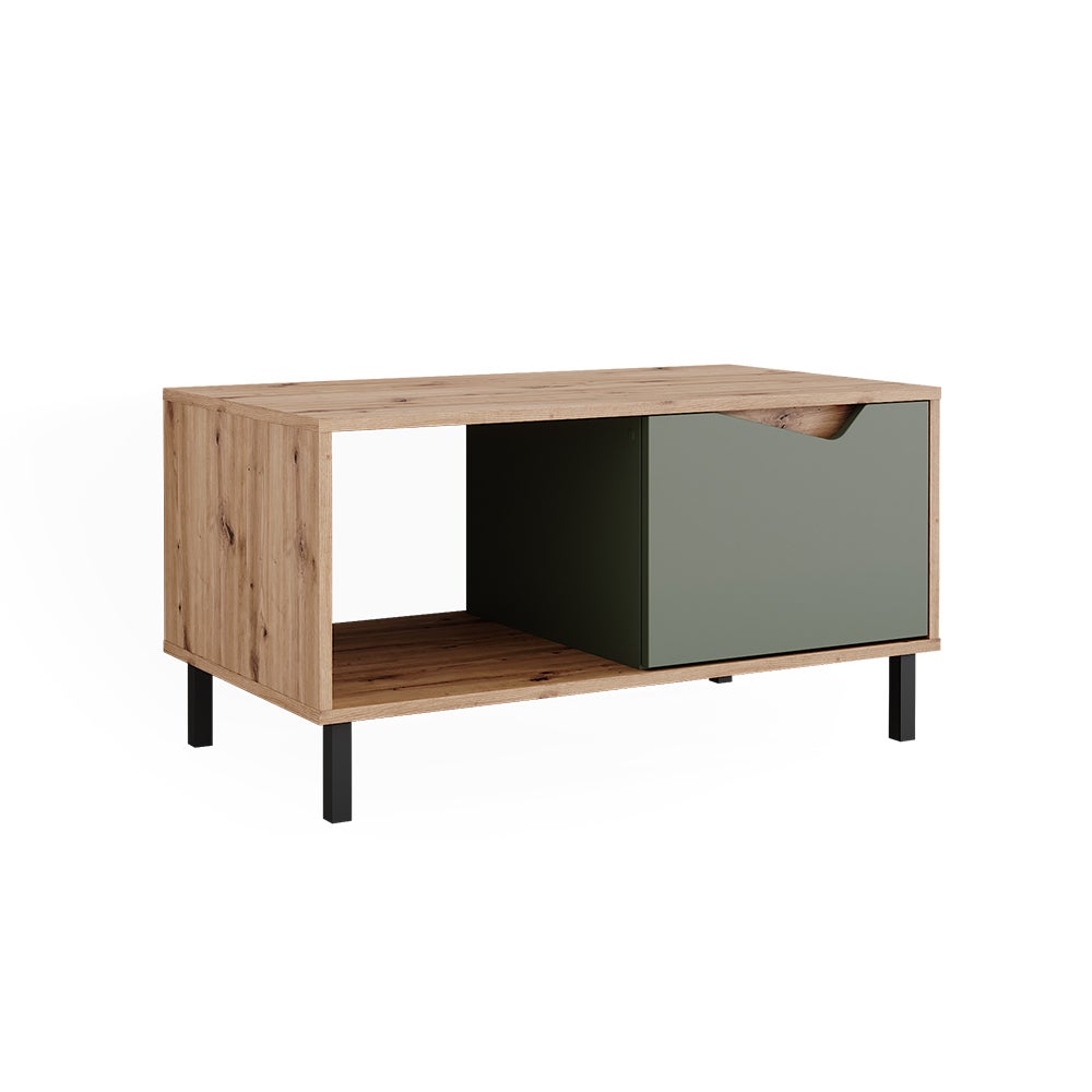 Vicco Stolik kawowy Marelle, Zielony/rzemieślniczy, 90 x 50 cm z 1 drzwiami