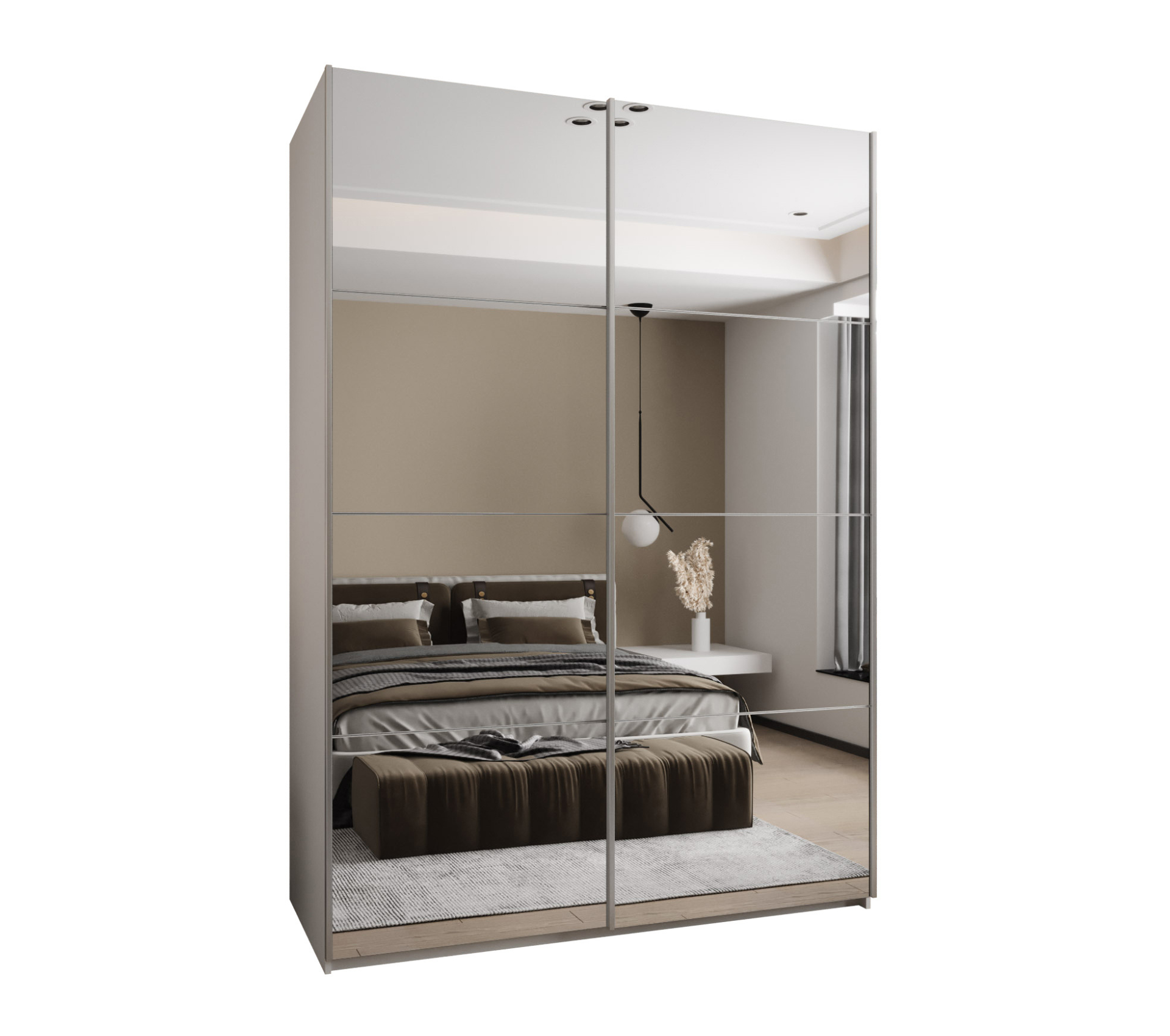 Szafa przesuwna wysoka Lux 2 170 x 64 x 245,5 cm biały + biały + u. srebrny - Abiks Meble