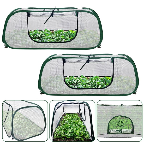 Namiot do uprawy z ramą 115x50x45cm - System ochrony 3 w 1 (Cień/Owady/Ptaki) - Do balkonu i ogrodu rodzinnego (Zestaw 2)