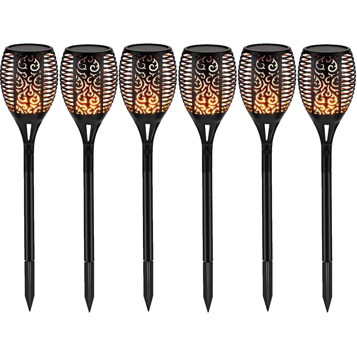6 sztuk 12LED Solarna Pochodnia Płomień Migoczące Niebiesko-Fioletowe Światło Wodoodporny Ogród Trawnik Ścieżka Podwórko Dekoracja Zewnętrzna