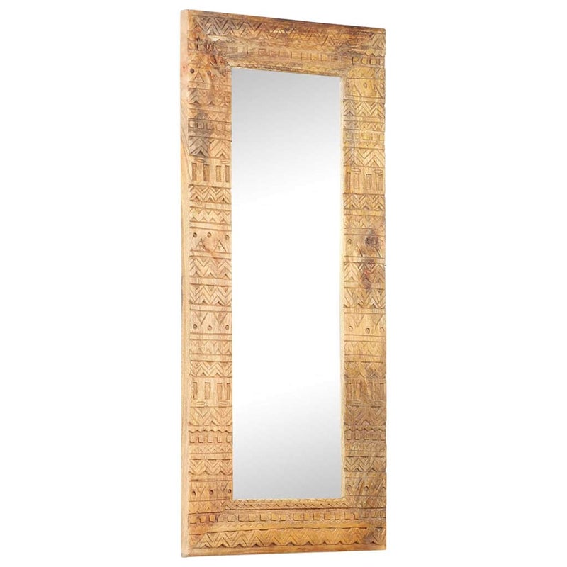 Lustro z Ramą Drewnianą 110x50 cm Brązowe