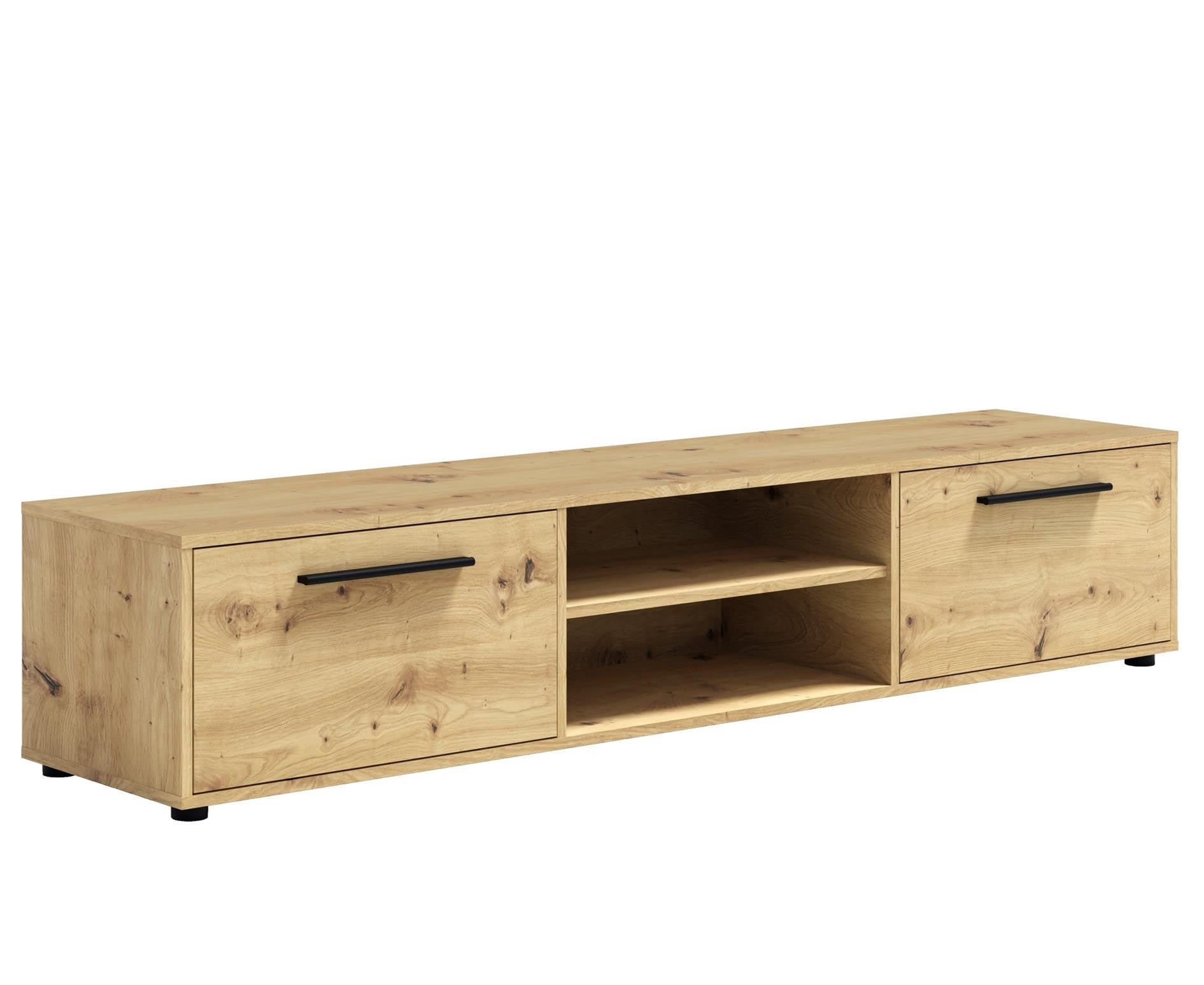 Stylowa Szeroka Dwudrzwiowa Szafka RTV MAXIVO Dąb Artisan do Salonu – 190 cm