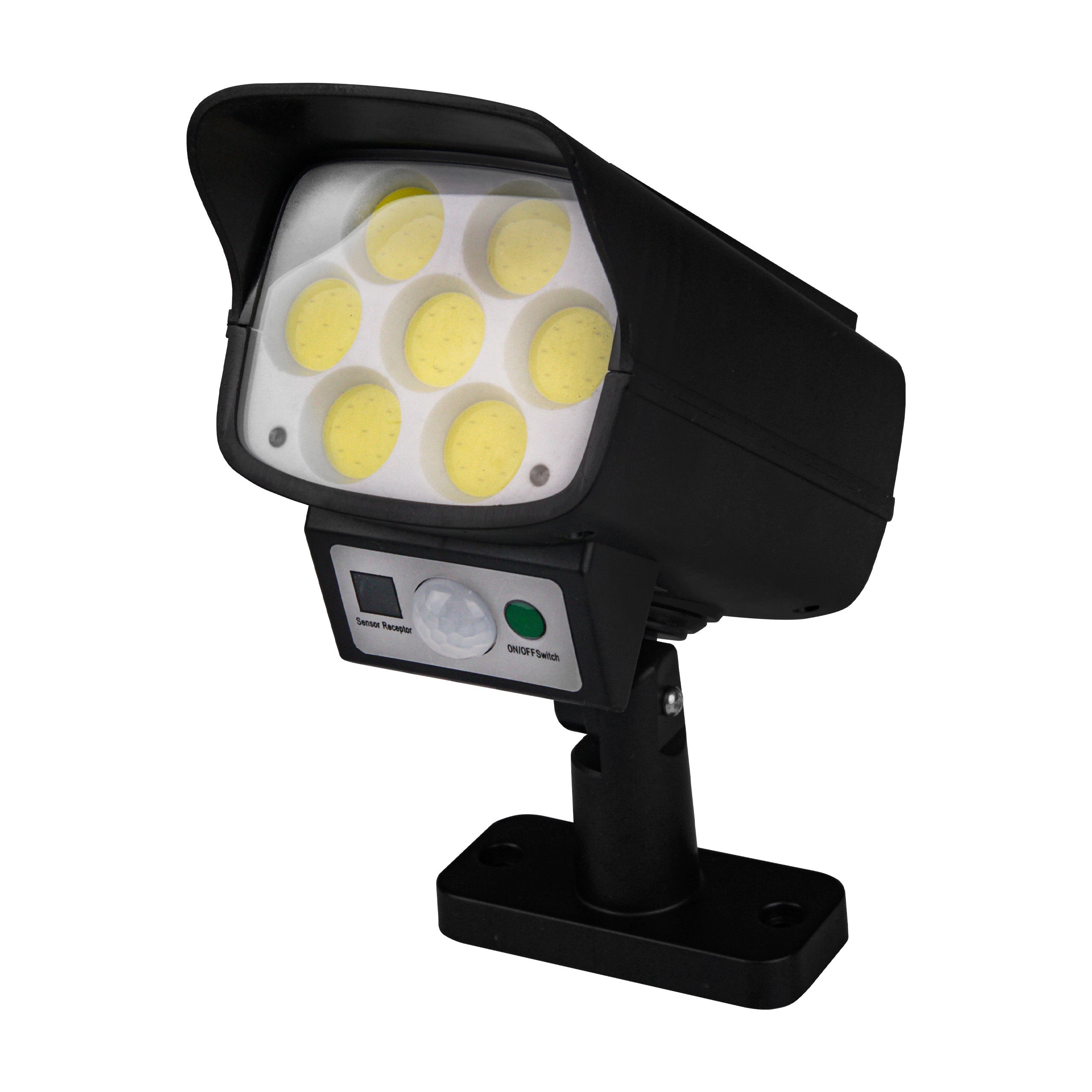 Lampa solarna LED atrapa kamery 12W IP65 6000K zimna biel z czujnikiem ruchu PIR czarna MasterLED