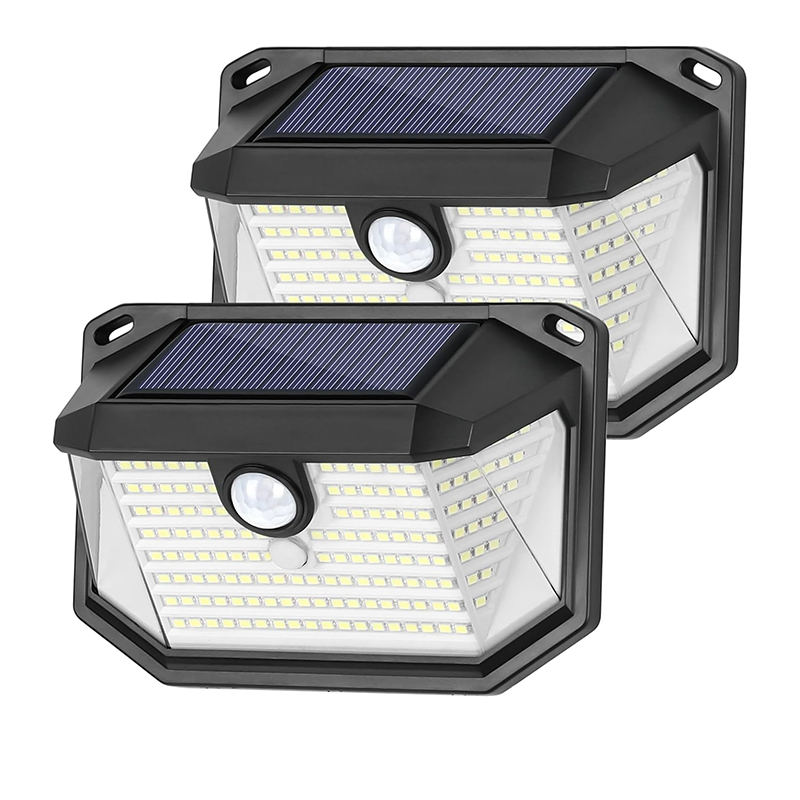 2 grupy po 178 lamp LED z oświetleniem trójwymiarowym, kinkiet zasilany energią słoneczną z detekcją obecności człowieka do ogrodu