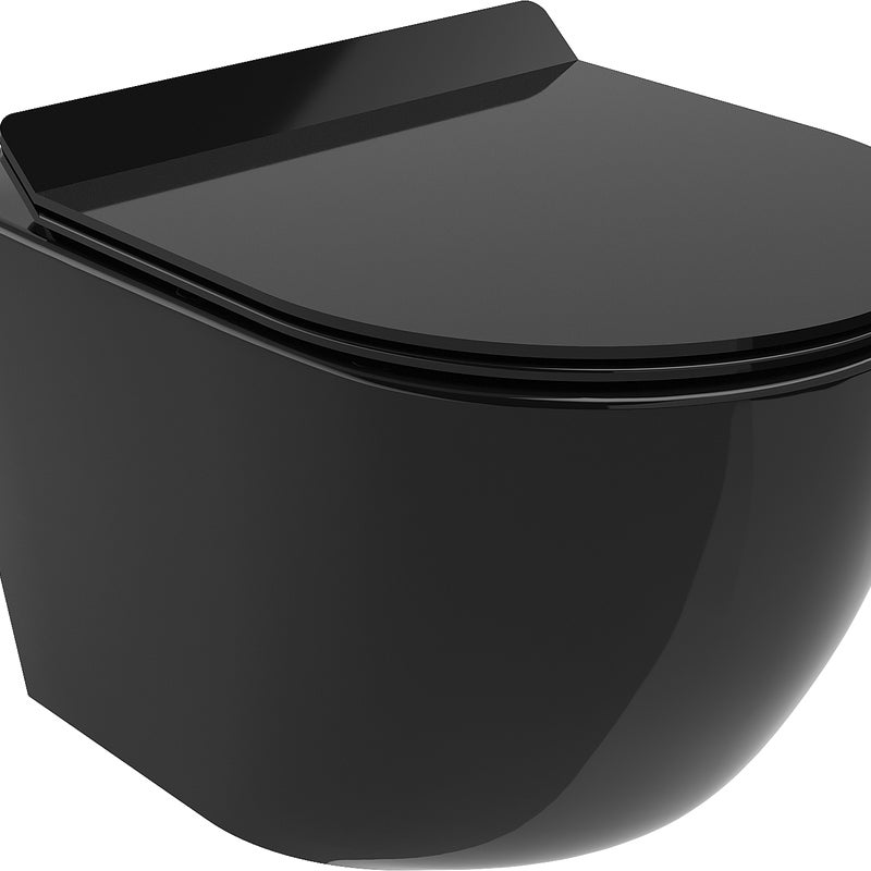 Mexen Lena miska wc Rimless z deską wolnoopadającą slim, duroplast, czarna połysk - 30224070