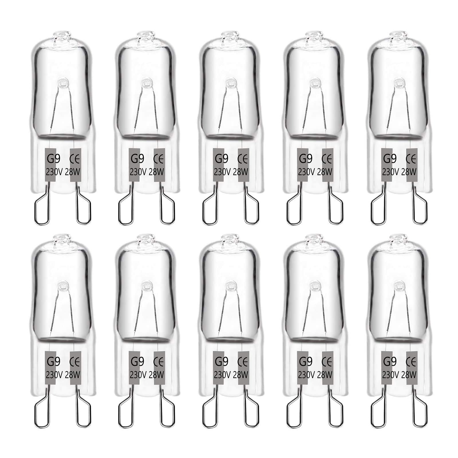 Żarówka Halogenowa G9 28W 230V, 370LM 2700K Ciepła Biel, Ściemnialna, do Żyrandoli, Lamp Ogrodowych, Kinkietów, Oświetlenia Szaf, Zestaw 10 szt.