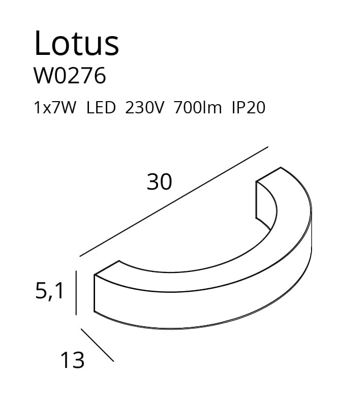 Kinkiet ścienny nowoczesny złoty półokrąg LOTUS LED 7W W0276 Maxlight