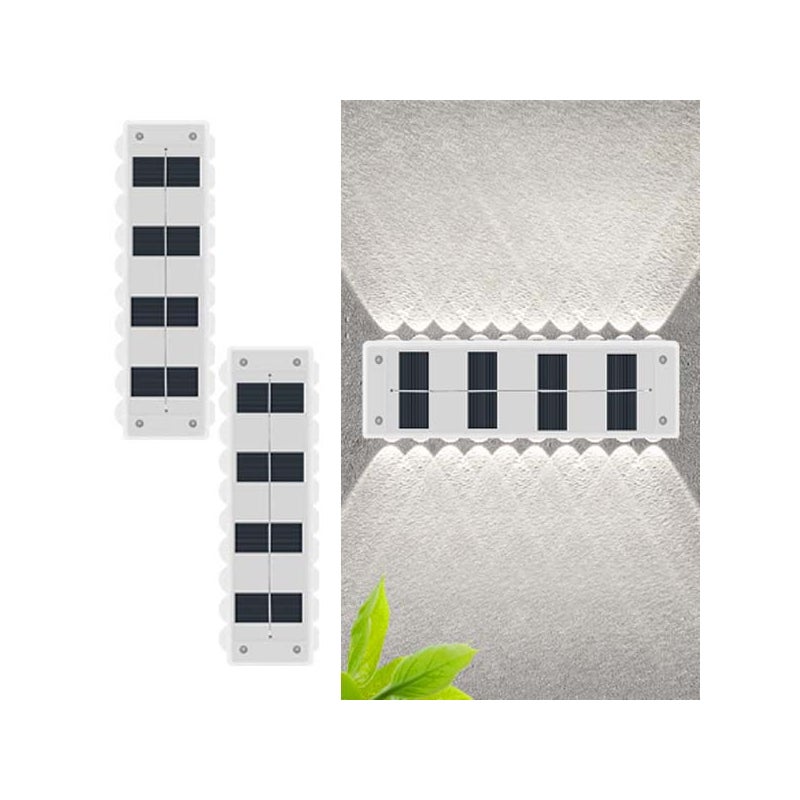 2 szt. Solarnych Lamp Ściennych - 20 LED, Ekskluzywna Dekoracja Zewnętrzna, Białe Światło, Wodoodporność IP65 do Willi/Ogrodu Krajobrazowego