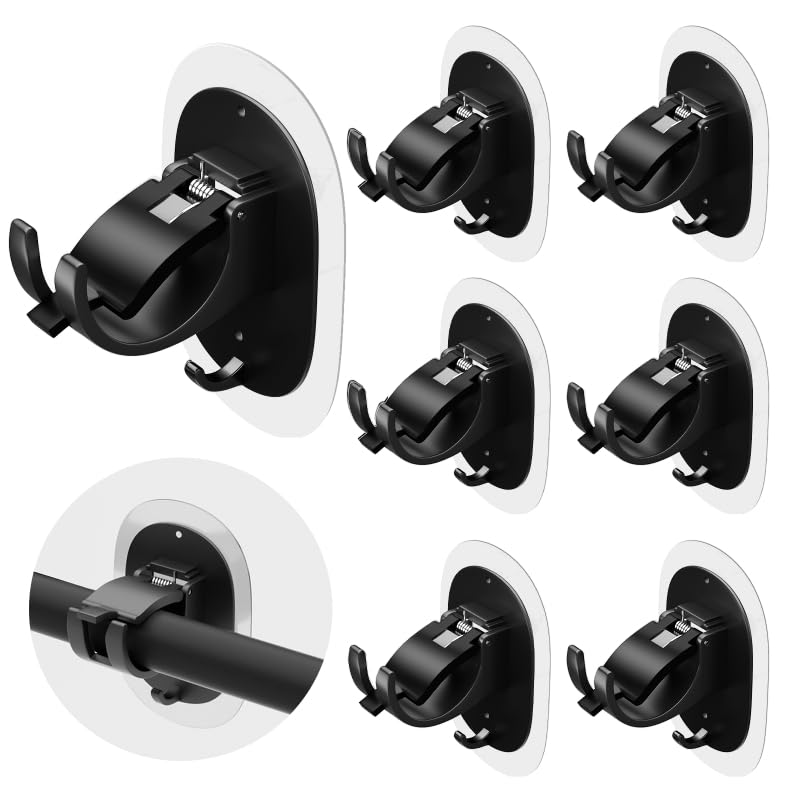 6PCS No wiertarka wsporniki karnisza bez wiercenia karnisz uchwyt samoprzylepny karnisz haczyki gwóźdź regulowany karnisz uchwyty zasłona Hangers do